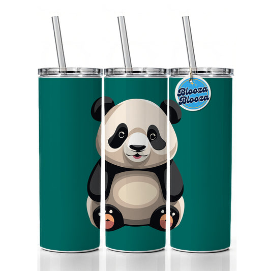 Panda Sitting Skinny Tumbler 20oz with Straw Insulated Water Bottle Gift