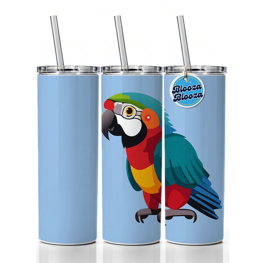 Parrot Bird Colorful Skinny Tumbler 20oz with Straw Insulated Water Bottle Gift