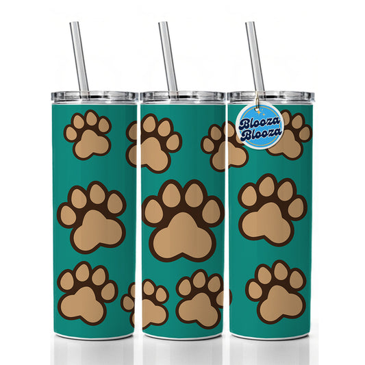 Paw Print Dogs Cats Skinny Tumbler 20oz with Straw Insulated Water Bottle Gift