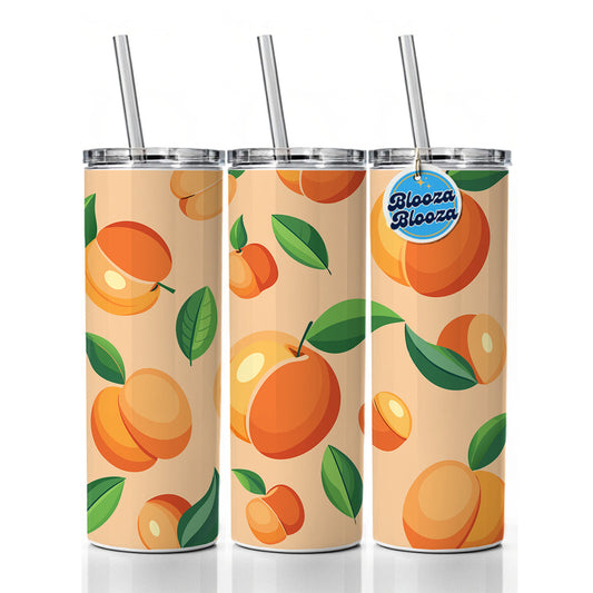 Peaches Scattered Background Pattern Skinny Tumbler 20oz with Straw Insulated Water Bottle Gift