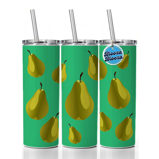 Pear Fruit Skinny Tumbler 20oz with Straw Insulated Water Bottle Gift