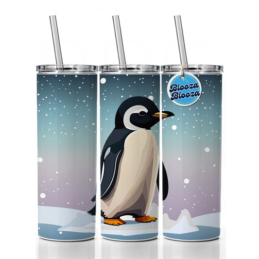 Penguin Cute Snow Skinny Tumbler 20oz with Straw Insulated Water Bottle Gift