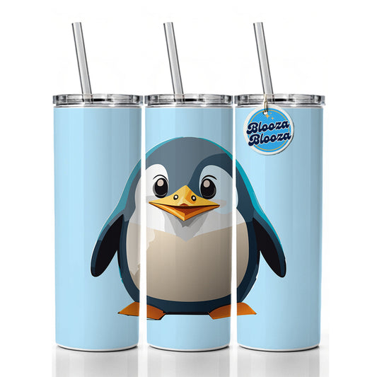 Penguin Standing Skinny Tumbler 20oz with Straw Insulated Water Bottle Gift