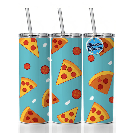 Pepperoni Pizza Scattered Pattern Skinny Tumbler 20oz with Straw Insulated Water Bottle Gift