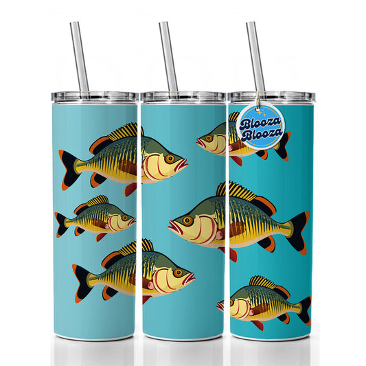 Perch Fish Colorful Fishing Skinny Tumbler 20oz with Straw Insulated Water Bottle Gift