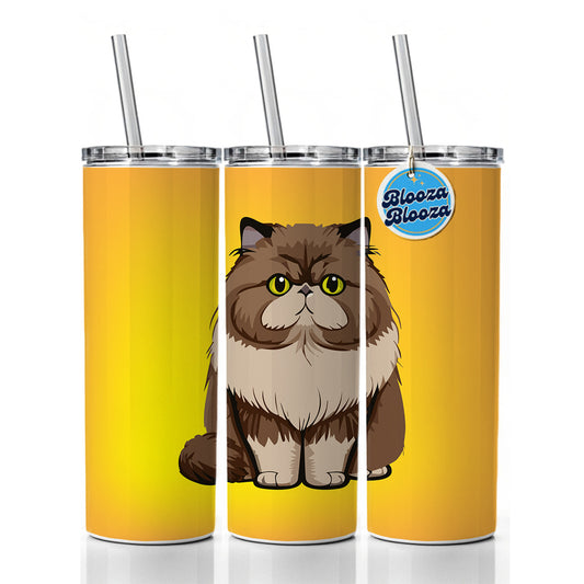Persian Cat Sitting Skinny Tumbler 20oz with Straw Insulated Water Bottle Gift