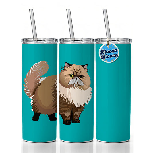 Persian Cat Standing Skinny Tumbler 20oz with Straw Insulated Water Bottle Gift