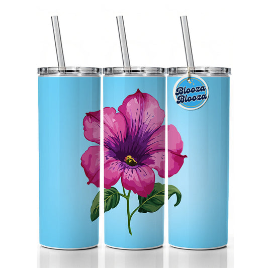 Petunia Flower Watercolor Pink Skinny Tumbler 20oz with Straw Insulated Water Bottle Gift