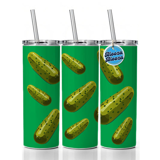 Pickle Green Skinny Tumbler 20oz with Straw Insulated Water Bottle Gift