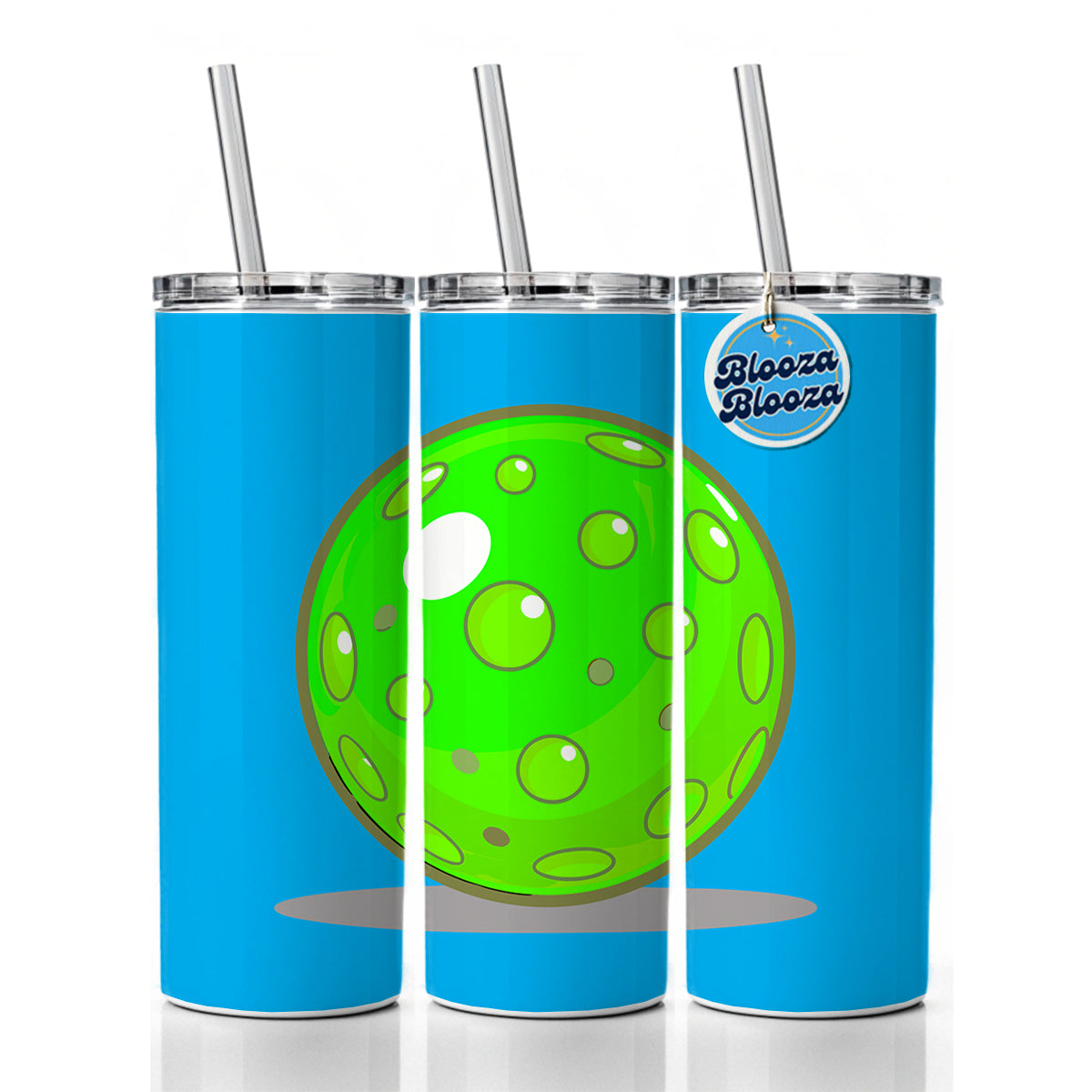 Pickleball Ball Green Skinny Tumbler 20oz with Straw Insulated Water Bottle Gift