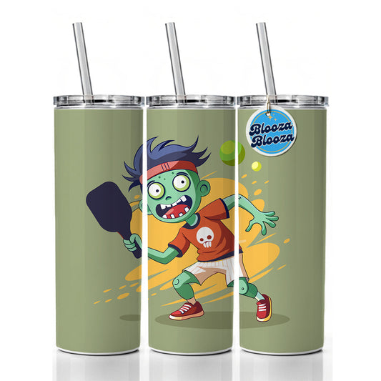 Pickleball Zombie Skinny Tumbler 20oz with Straw Insulated Water Bottle Gift