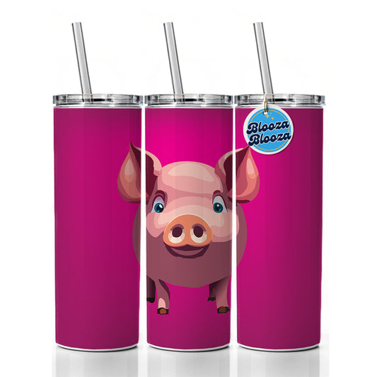 Pig Pink Sweet Skinny Tumbler 20oz with Straw Insulated Water Bottle Gift