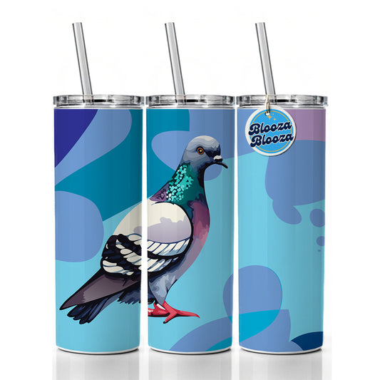 Pigeon Bird Watercolor Skinny Tumbler 20oz with Straw Insulated Water Bottle Gift