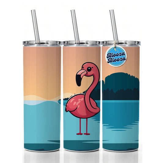 Pink Flamingo Sweet Skinny Tumbler 20oz with Straw Insulated Water Bottle Gift