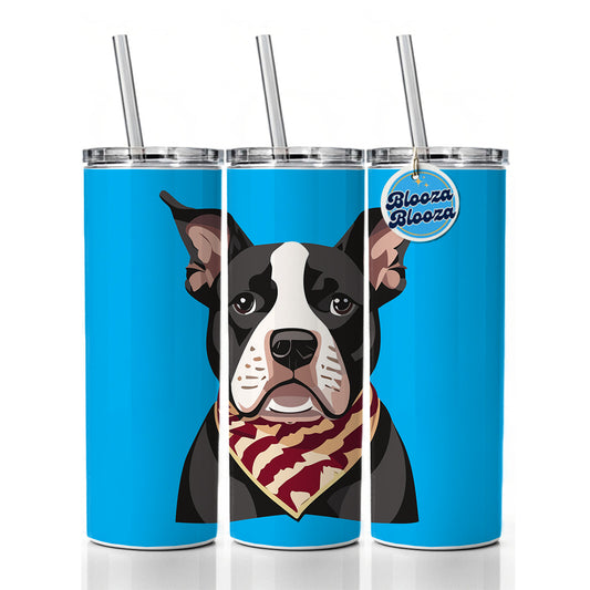 Pit Bull Dog Wearing Bandana Skinny Tumbler 20oz with Straw Insulated Water Bottle Gift