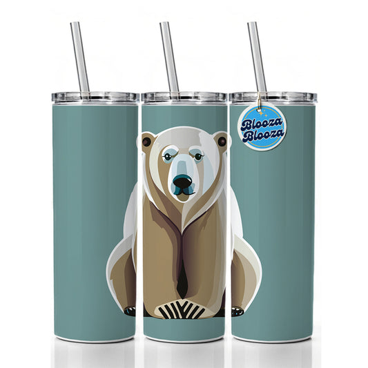 Polar Bear Sitting Skinny Tumbler 20oz with Straw Insulated Water Bottle Gift