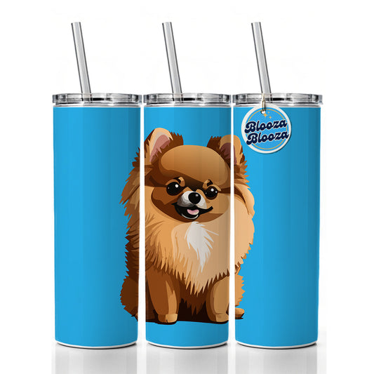 Pomeranian Dog Sitting Skinny Tumbler 20oz with Straw Insulated Water Bottle Gift