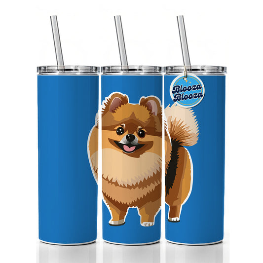 Pomeranian Dog Standing Skinny Tumbler 20oz with Straw Insulated Water Bottle Gift