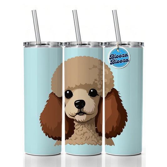 Poodle Head Cute Skinny Tumbler 20oz with Straw Insulated Water Bottle Gift