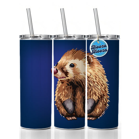 Porcupine Cute Skinny Tumbler 20oz with Straw Insulated Water Bottle Gift
