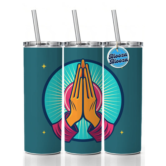 Prayer Praying Pleading Hands Christian Religion Skinny Tumbler 20oz with Straw Insulated Water Bottle Gift
