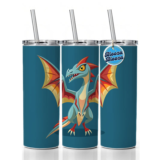 Pterodactyl Dinosaur Skinny Tumbler 20oz with Straw Insulated Water Bottle Gift