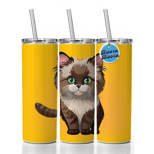 Ragdoll Cat Kitten Skinny Tumbler 20oz with Straw Insulated Water Bottle Gift