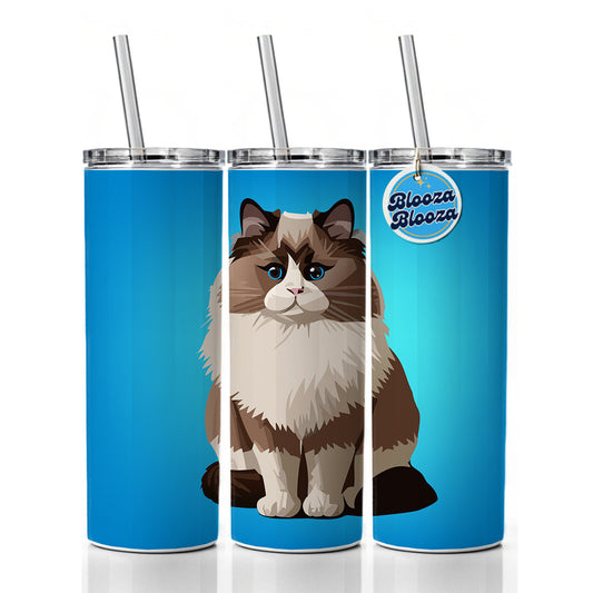 Ragdoll Cat Sitting Skinny Tumbler 20oz with Straw Insulated Water Bottle Gift