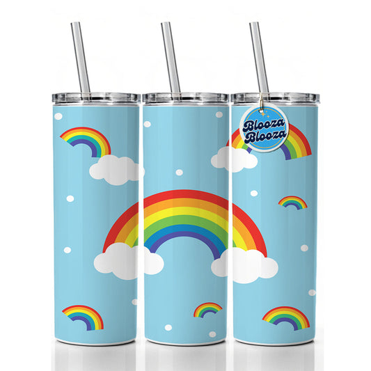 Rainbows Scattered Skinny Tumbler 20oz with Straw Insulated Water Bottle Gift
