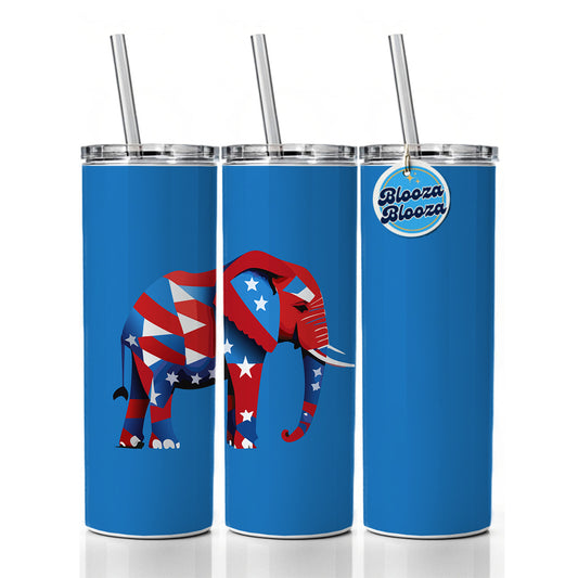 Republican Elephant Patriotic Conservative Vote Skinny Tumbler 20oz with Straw Insulated Water Bottle Gift