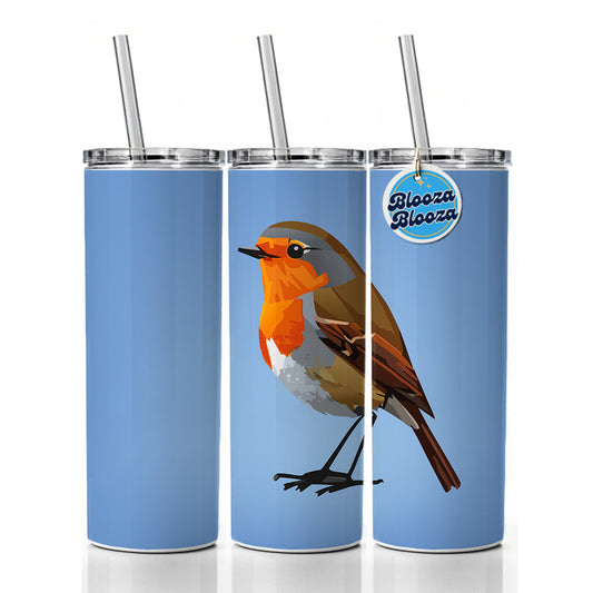 Robin Bird Skinny Tumbler 20oz with Straw Insulated Water Bottle Gift