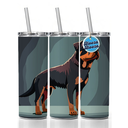 Rottweiler Dog Standing Skinny Tumbler 20oz with Straw Insulated Water Bottle Gift