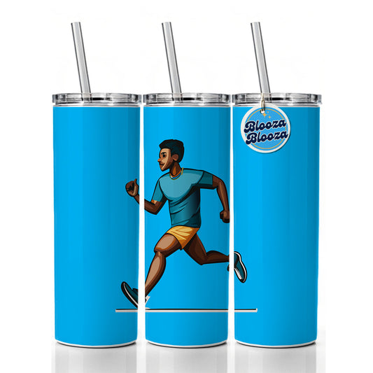 Running Jogging Man Exercise Skinny Tumbler 20oz with Straw Insulated Water Bottle Gift