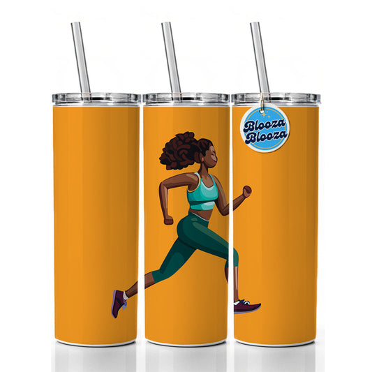 Running Jogging Woman Exercise Skinny Tumbler 20oz with Straw Insulated Water Bottle Gift