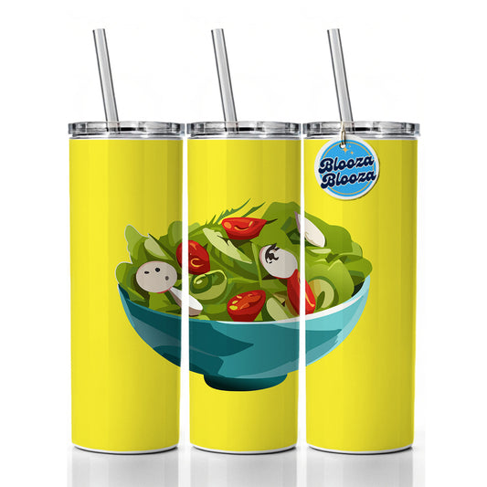 Salad Bowl Vegetables Vegan Vegetarian Skinny Tumbler 20oz with Straw Insulated Water Bottle Gift