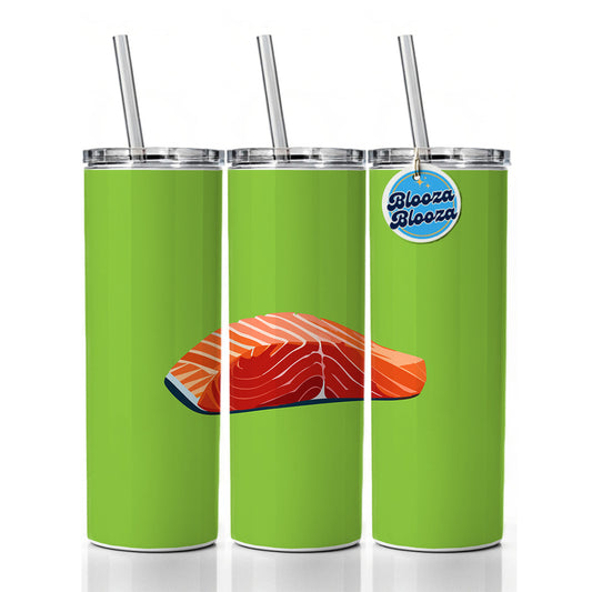 Salmon Fresh Fish Fillet Sockeye Atlantic Skinny Tumbler 20oz with Straw Insulated Water Bottle Gift