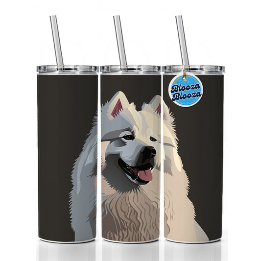Samoyed Dog Beautiful Skinny Tumbler 20oz with Straw Insulated Water Bottle Gift