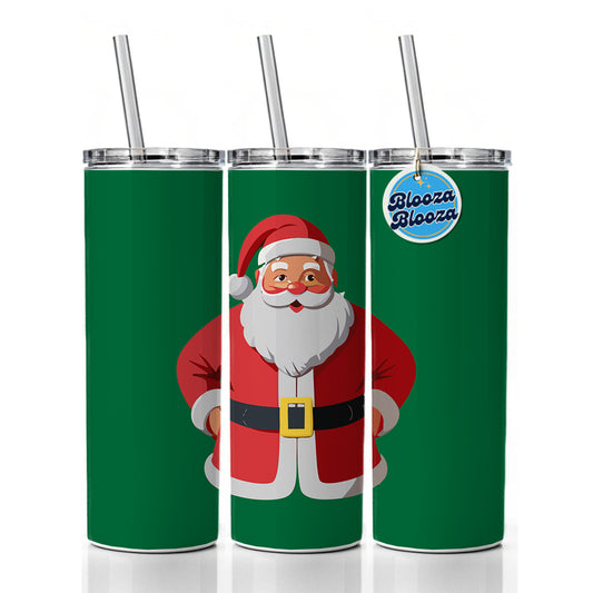 Santa Claus Christmas Skinny Tumbler 20oz with Straw Insulated Water Bottle Gift