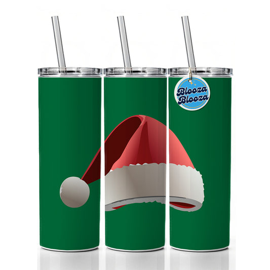 Santa Hat Christmas Skinny Tumbler 20oz with Straw Insulated Water Bottle Gift