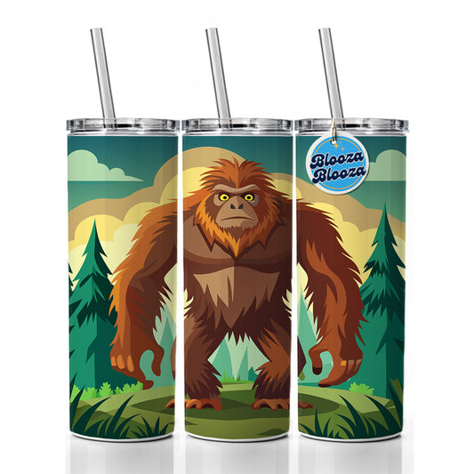 Sasquatch Big Foot Drawing Skinny Tumbler 20oz with Straw Insulated Water Bottle Gift