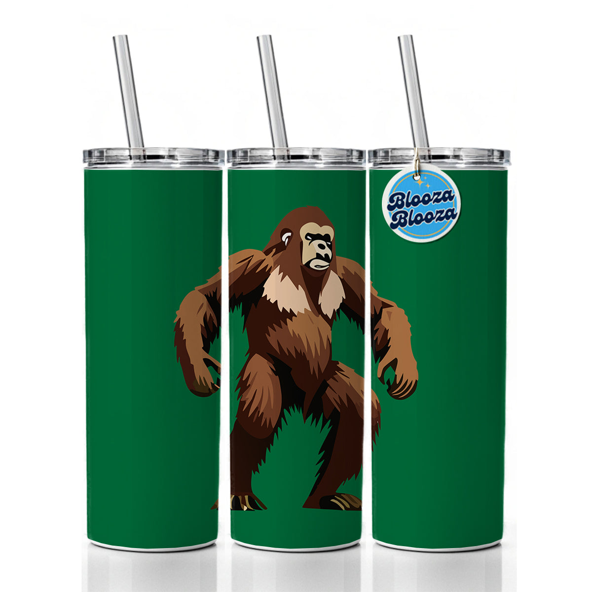 Sasquatch Bigfoot Standing Skinny Tumbler 20oz with Straw Insulated Water Bottle Gift