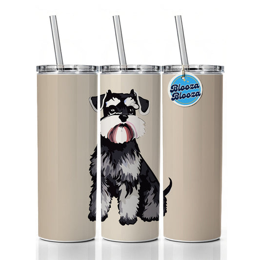 Schnauzer Dog Watercolor Skinny Tumbler 20oz with Straw Insulated Water Bottle Gift