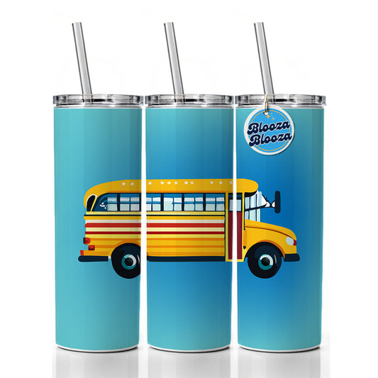School Bus Skinny Tumbler 20oz with Straw Insulated Water Bottle Gift