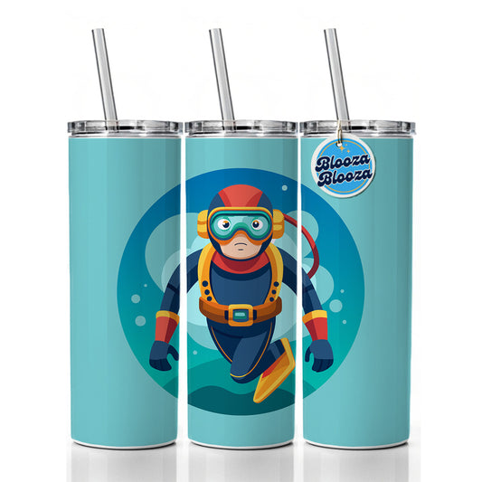 Scuba Diver Diving Skinny Tumbler 20oz with Straw Insulated Water Bottle Gift
