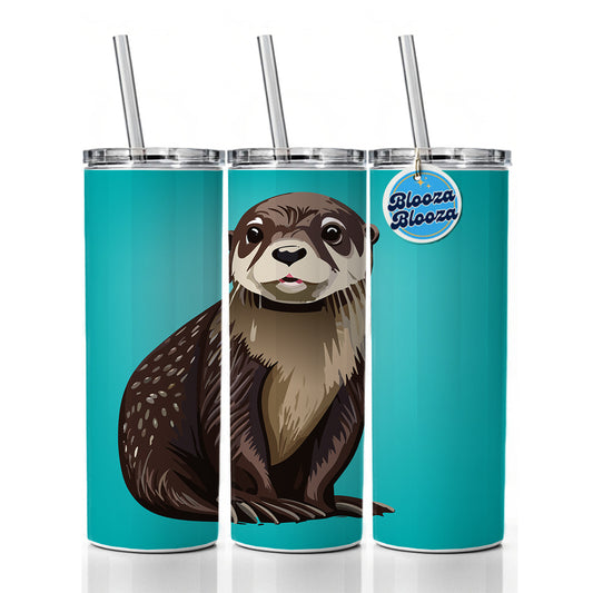 Sea Otter Cute Ocean Animal Skinny Tumbler 20oz with Straw Insulated Water Bottle Gift