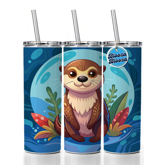Sea Otter Cute Skinny Tumbler 20oz with Straw Insulated Water Bottle Gift