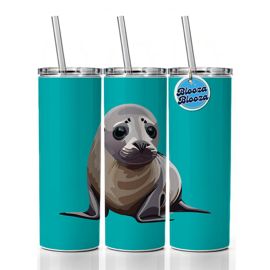 Seal Ocean Animal Cute Skinny Tumbler 20oz with Straw Insulated Water Bottle Gift
