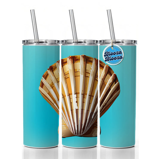 Seashell Sea Shell Ocean Beach Skinny Tumbler 20oz with Straw Insulated Water Bottle Gift