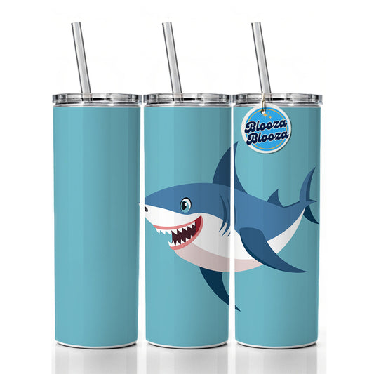 Shark Smiling Skinny Tumbler 20oz with Straw Insulated Water Bottle Gift