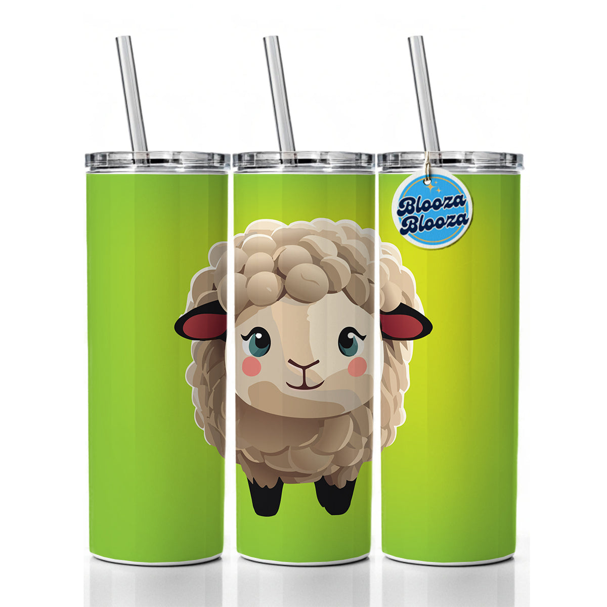 Sheep Chibi Standing Skinny Tumbler 20oz with Straw Insulated Water Bottle Gift